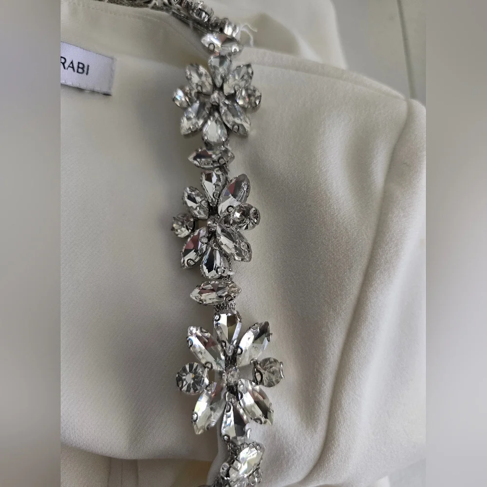 Nadine Merabi  Elegant White Dress with Embellished Neckline Sz XS - Picture 10 of 17